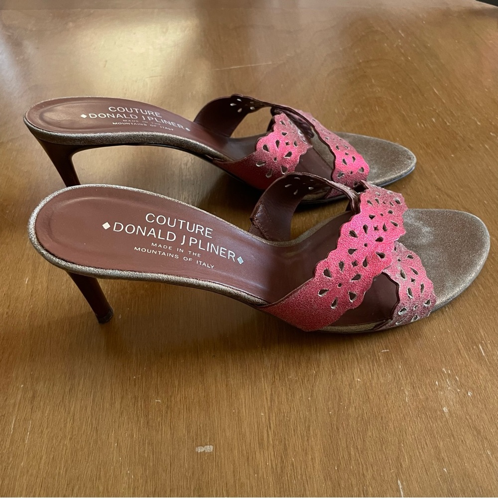 Donald Pliner Couture Pink Distressed Leather Stiletto